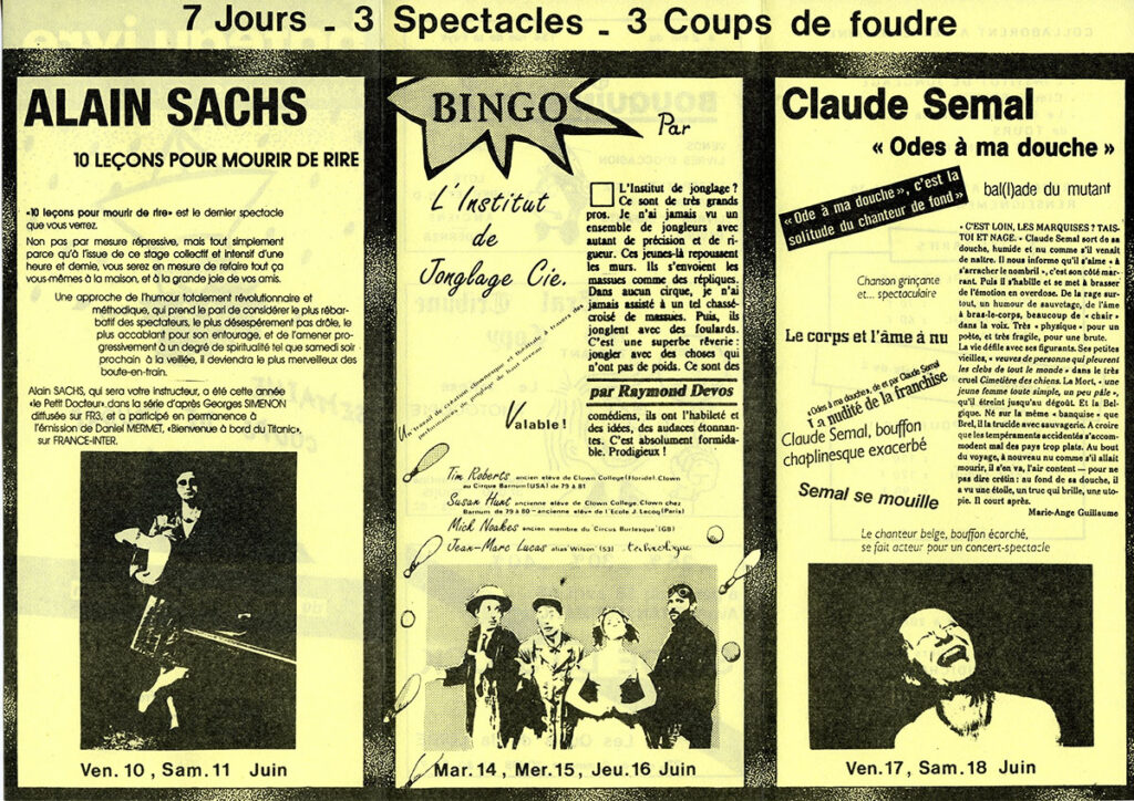 1988.06.10-Prog-Bateau-Ivre-51-Z-1verso-1024x724 "Pendant l'interruption le spectacle continue" Alain Sachs (10 et 11/06/88)