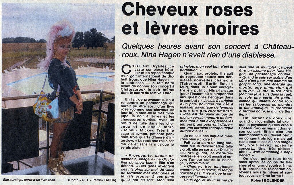 1988.08.25-NRCO.HADPREa-1024x645 "XIIe Stage international de danse de Châteauroux" Emma Zita, Nina Hagen (24/08/88)