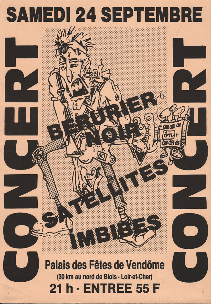 1988.09.24-Affiche-A3-photocopiee-RipostAF-710x1024 Les Imbibés, les Satellites, Bérurier Noir (24/09/88)