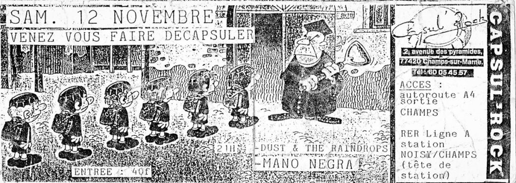 1988.11.12-Laurent-SoonFL-1024x364 Mano Negra, Dust & the Raindrops (12/11/88)