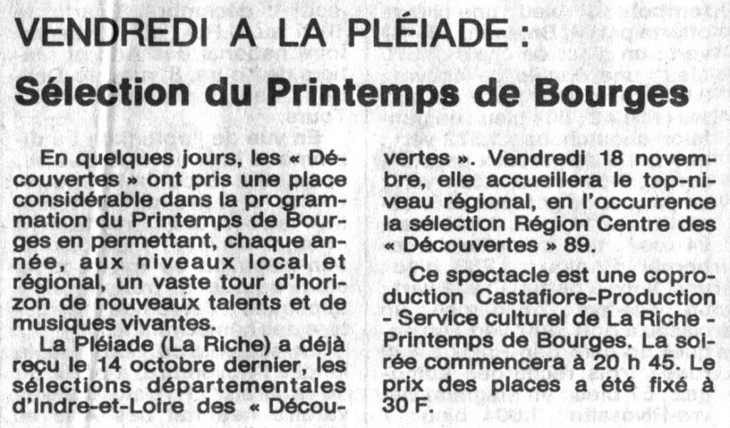 1988.11.15-NRCO.3ADPREb-1024x601 "Découvertes 89 du Printemps de Bourges" (18/11/88)