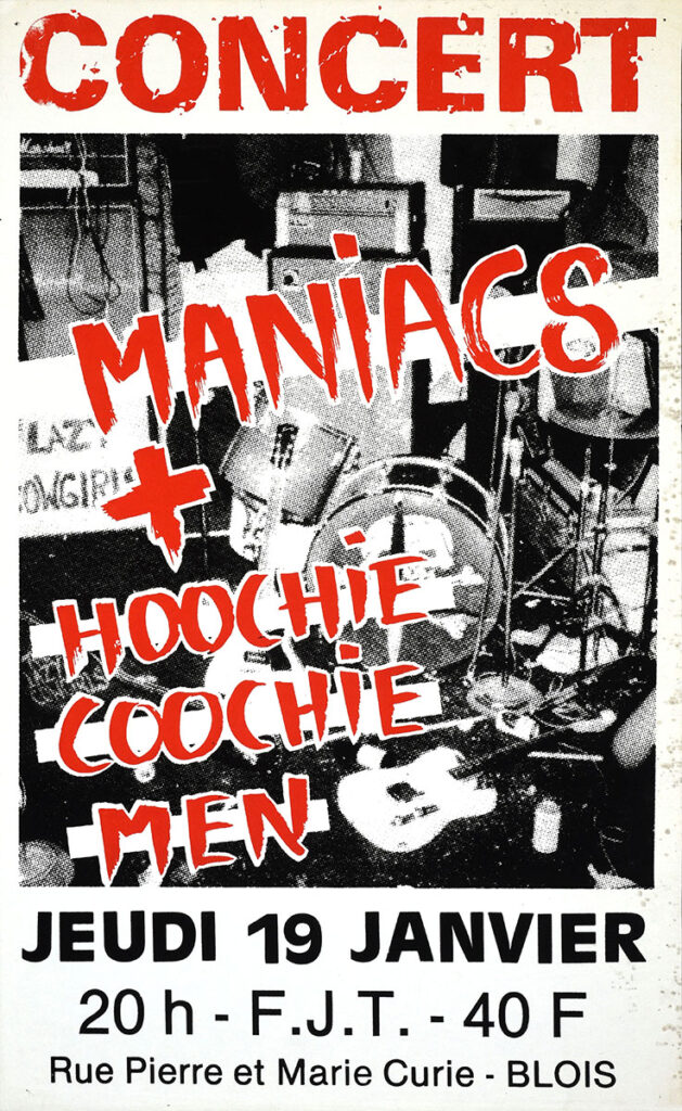 1989.01.19-Affiche01-43-70-serigraphiee-Copie-629x1024 Hoochie Coochie men, Maniacs (19/01/89)