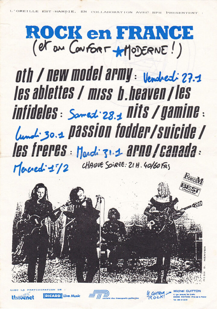 1989.01.27.-Flyer01-Oreille-est-Hardie-719x1024 "Rock en France" Arno, Canada (01/02/89)