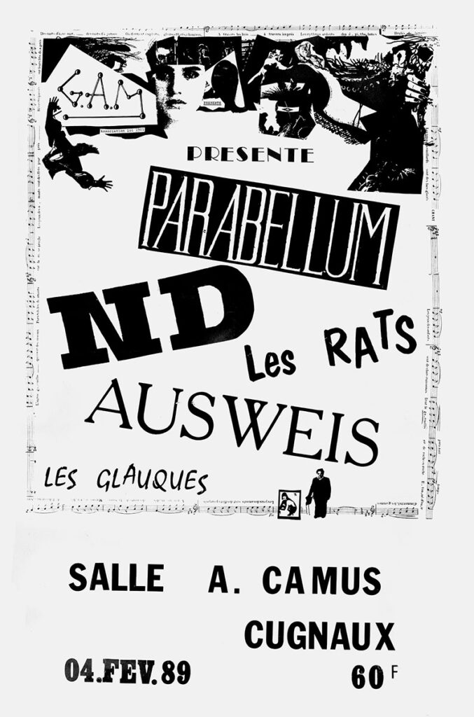 1989.02.04-Nuclear-Device-Affiche01-ND-677x1024 Parabellum, ND, Les Rats, Ausweis, les Glauques (04/02/89)