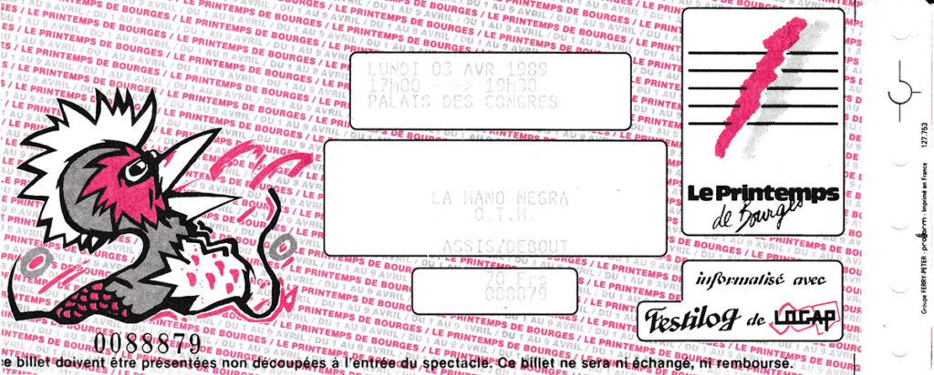 1989.04.03-Ticket01-2-1024x412 "Printemps de Bourges " Mano Negra, O.T.H. (03/04/89)
