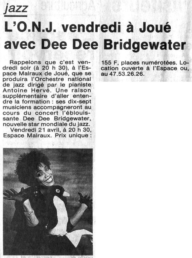 1989.04.20-NRCO.6ADPREe-763x1024 Orchestre national de jazz et Dee Dee Bridgewater (21/04/89)