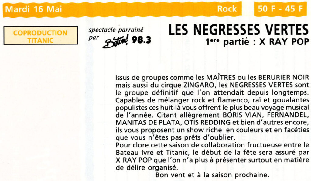 1989.04-Bateau-IvreAMPR.10-1024x599 X-Ray Pop, Négresses Vertes (16/05/89)