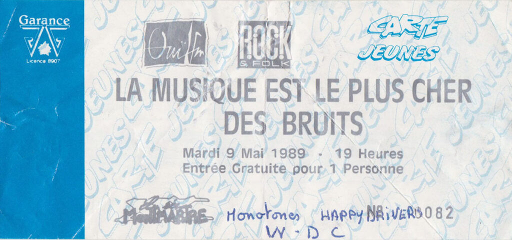 1989.05.09-Ticket01-LTDC-1024x480 "La musique est le plus cher des bruits" (09/05/89)