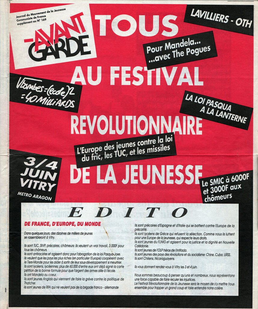 1989.06.03-Avant-Garde01.1-imprimee-LVC-858x1024 "Festival Révolutionnaire de la Jeunesse" (04/06/89)