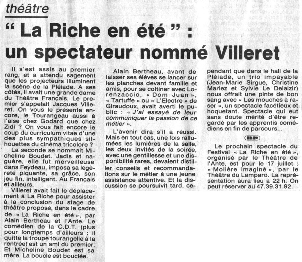 1989.07.15-NRCO.3ADPREa-1024x889 "La Riche en été" Théâtre de la Fronde (11 et 12/07/89)
