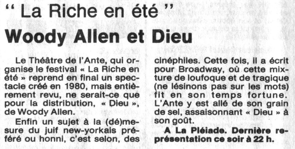 1989.07.29-NRCO.3ADPREa-1024x518 "La Riche en été" Théâtre de l’Ante (26 au 29/07/89)