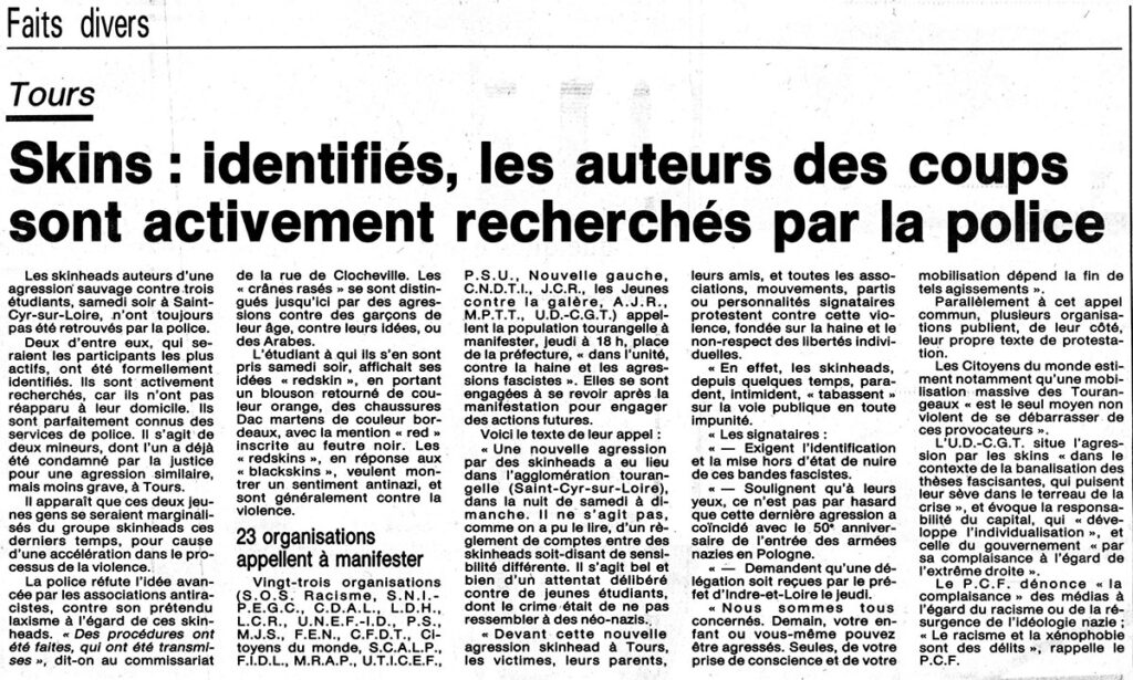 1989.09.06-NRCO-Eric-SionneauPR295-1024x615 Grièvement blessé par des skins (02/09/89)