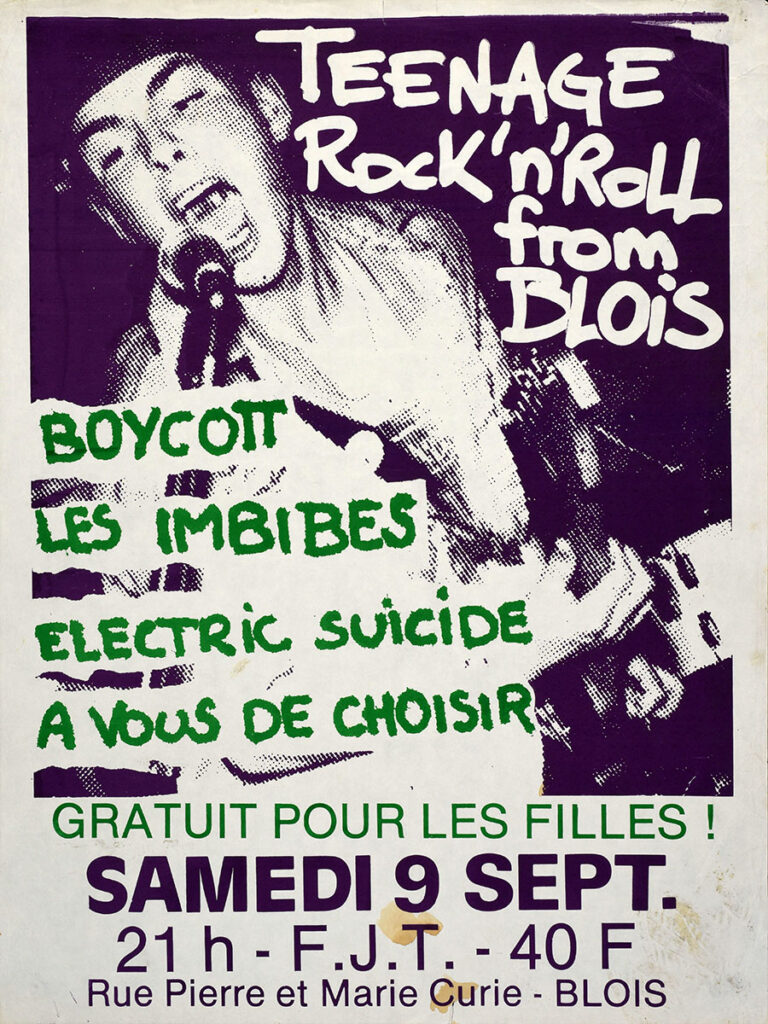 1989.09.09-Affiche-60-80-serigraphiee-RipostAF-768x1024 "Teenage rock’n’roll from Blois" (09/09/89)