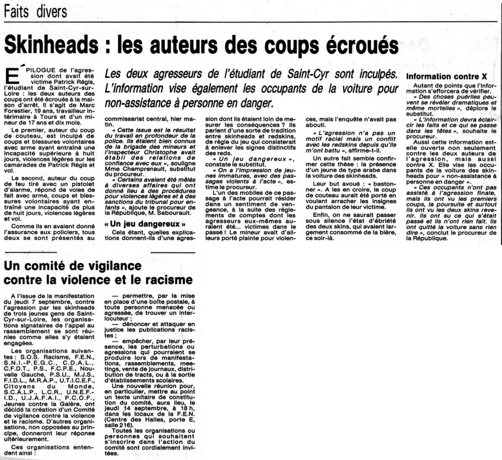 1989.09.09-NRCO-Eric-SionneauPR289-1024x939 Grièvement blessé par des skins (02/09/89)