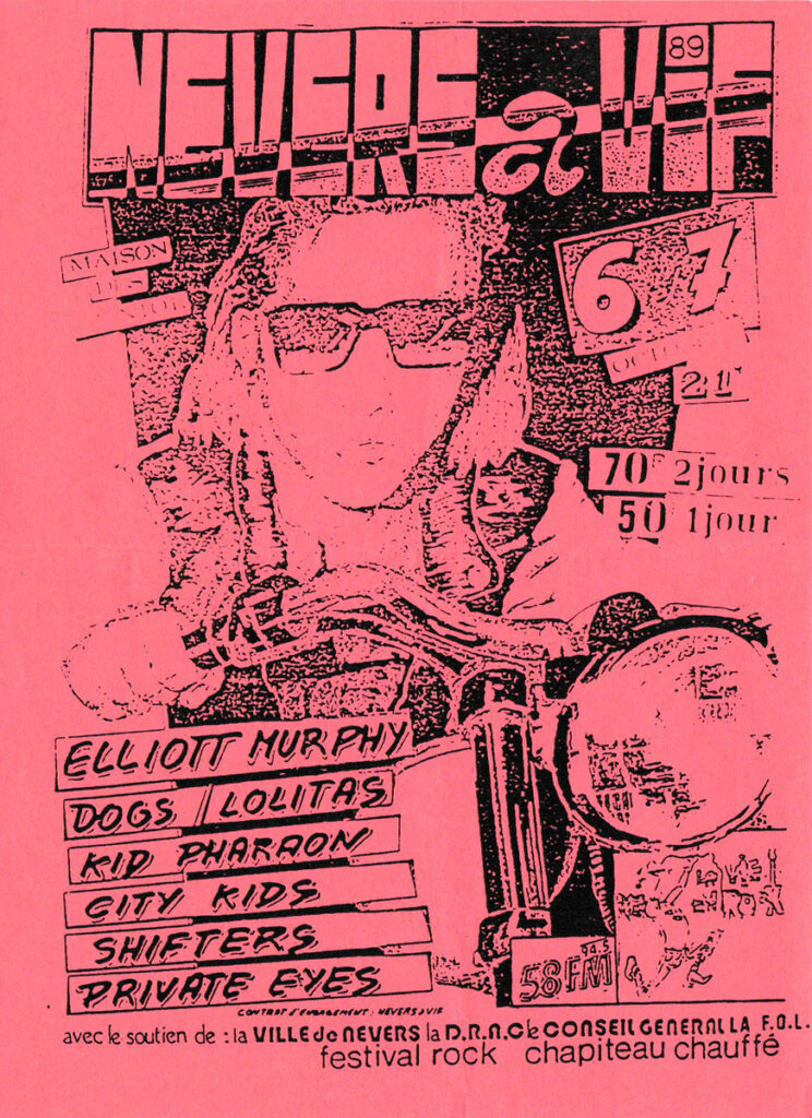 1989.10.06-Flyer01-Psykout-744x1024 "Nevers à vif" Shifters, Elliott Murphy, Kid Pharaon and the Mercenaries (07/10/89)