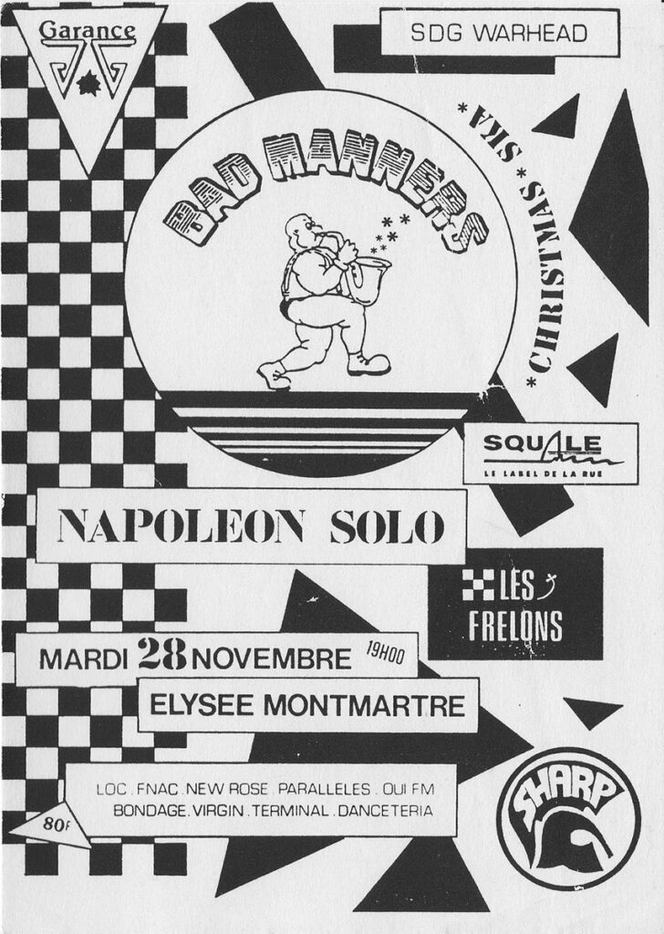 1989.11.28-Flyer01-728x1024 Frelons, Napoléon Solo, Bad Manners (28/11/89)
