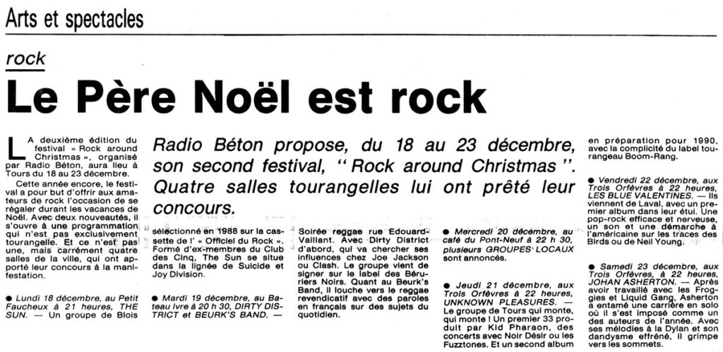 1989.12.16-NRCO.6ADPREa-1024x499 "Rock around christmas" Têtes Raides (annulé), Beurk’s Band, Dirty District (19/12/89)