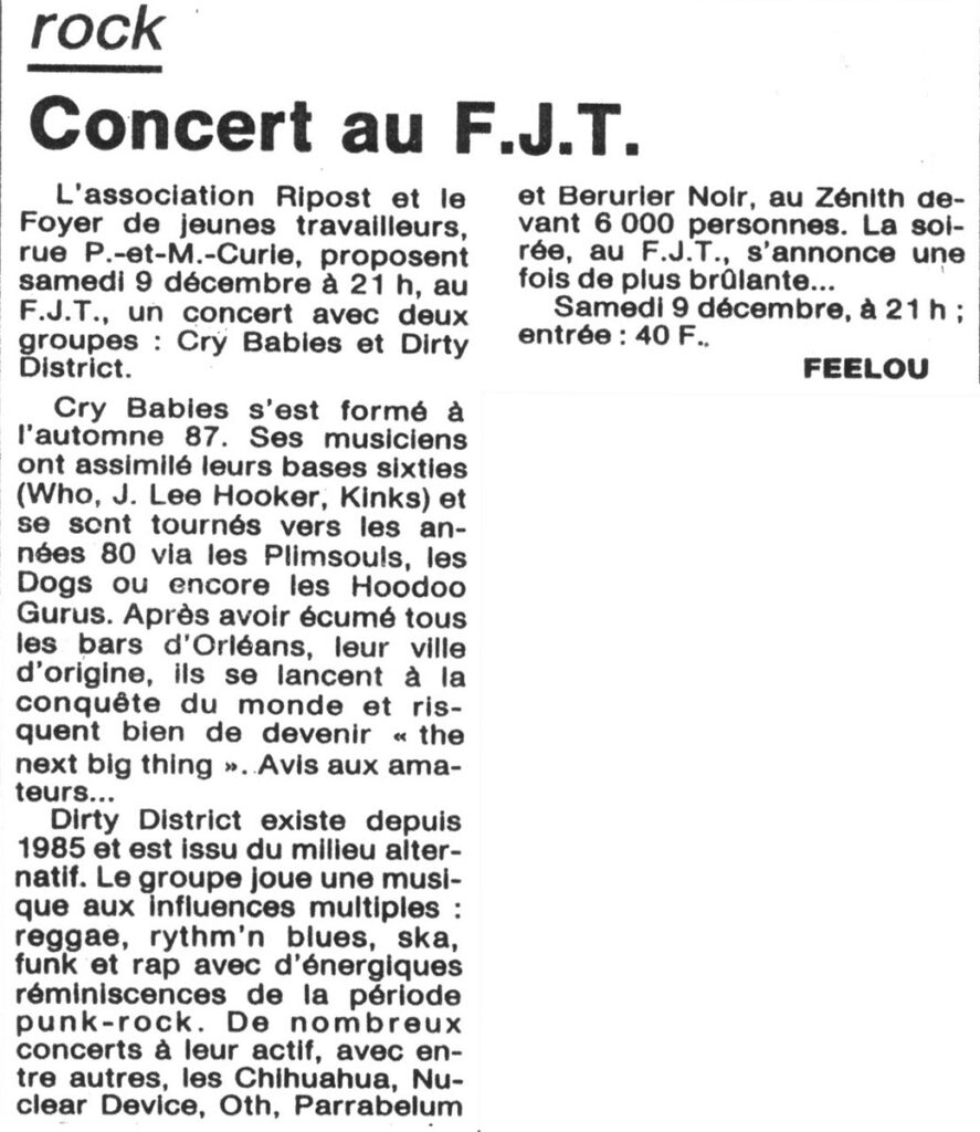 Presse-Live-1989.12.09-01-887x1024 Cry Babies, Dirty District (09/12/89)