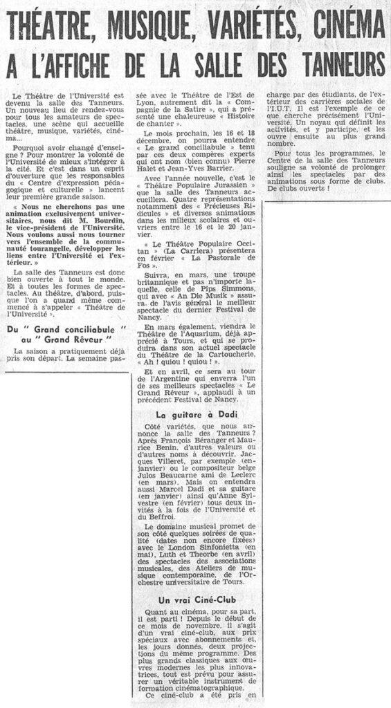 1975.11.19-NRCO.2ADPREa-565x1024 Salle des Tanneurs / Théâtre de l'université / Thélème