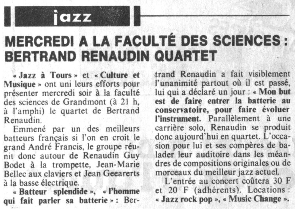 1983.03.28-NR01-Copie-2-1024x725 Bertrand Renaudin Quartet (30/03/83)