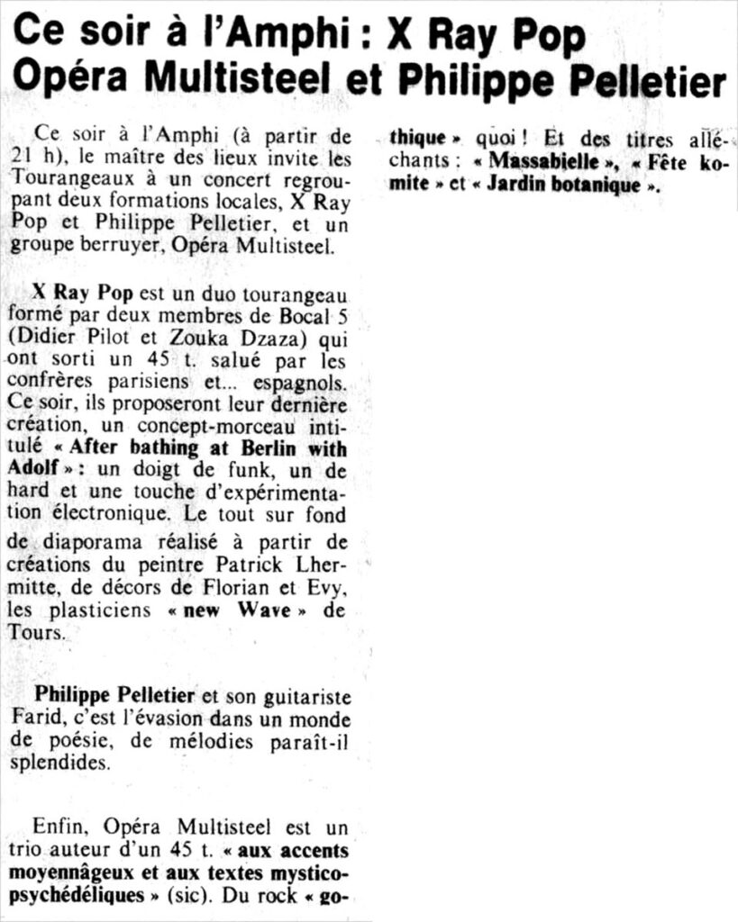 1984.10.05-NRCO.4ADPRE000760-Copie-819x1024 Opera Multi Steel, Philippe Pelletier, X Ray Pop (05/10/84)