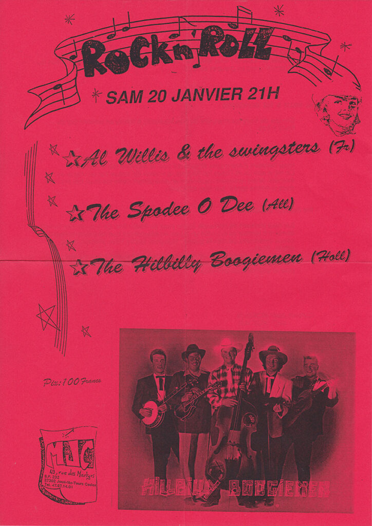 1990.01.20-JeffFLr-724x1024 Al Willis & the Swingsters, Spodee o Dee, Hillbilly Boogiemen (20/01/90)