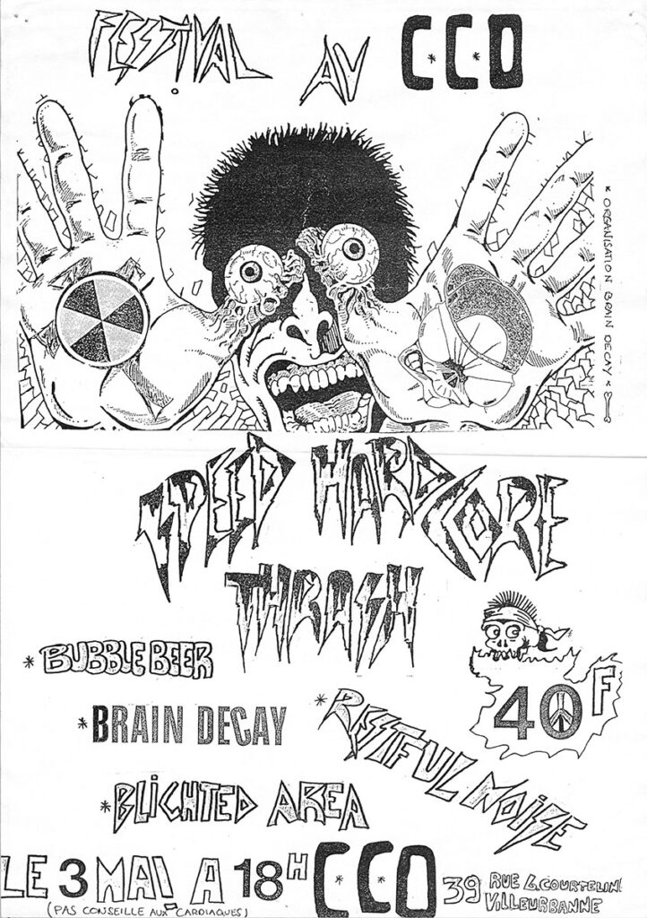 1991.05.03-CCO-A3-photocopiee-Xavier-LetourmyAF03-722x1024 Bubble Beer, Restful Noise, Brain Decay, Blighted Area (03/05/91)