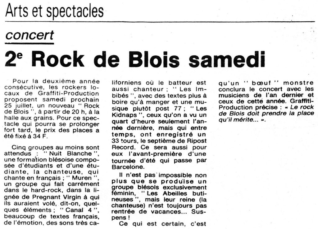 Dossier-de-presse-GraffitiPhilippe-Cosson030-1024x740 "Rock à Blois" (25/07/87)