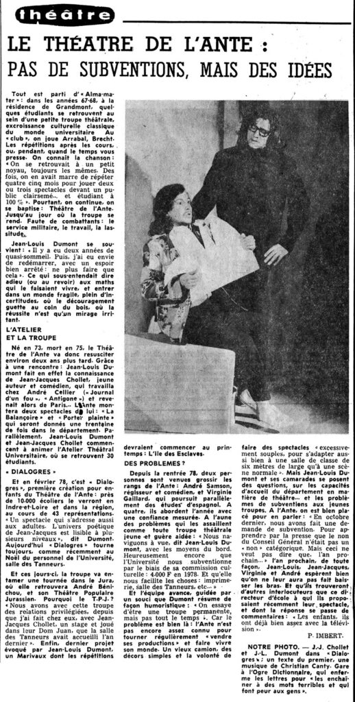 1979.01.29-NRCO.4ADPREe-518x1024 Le théâtre de l'Ante : Pas de subventions, mais des idées