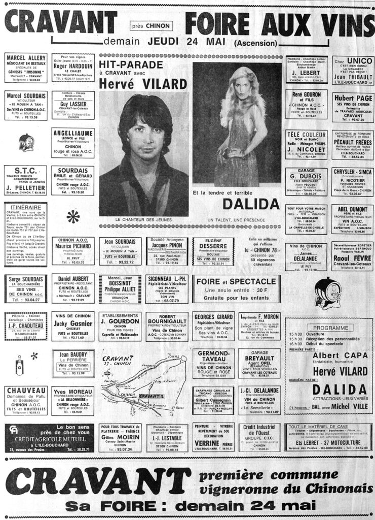 1979.05.23-NRCO.6AD-740x1024 "Foire aux vins de Cravant" Dalida, Albert Capa, Hervé Vilard (24/05/79)