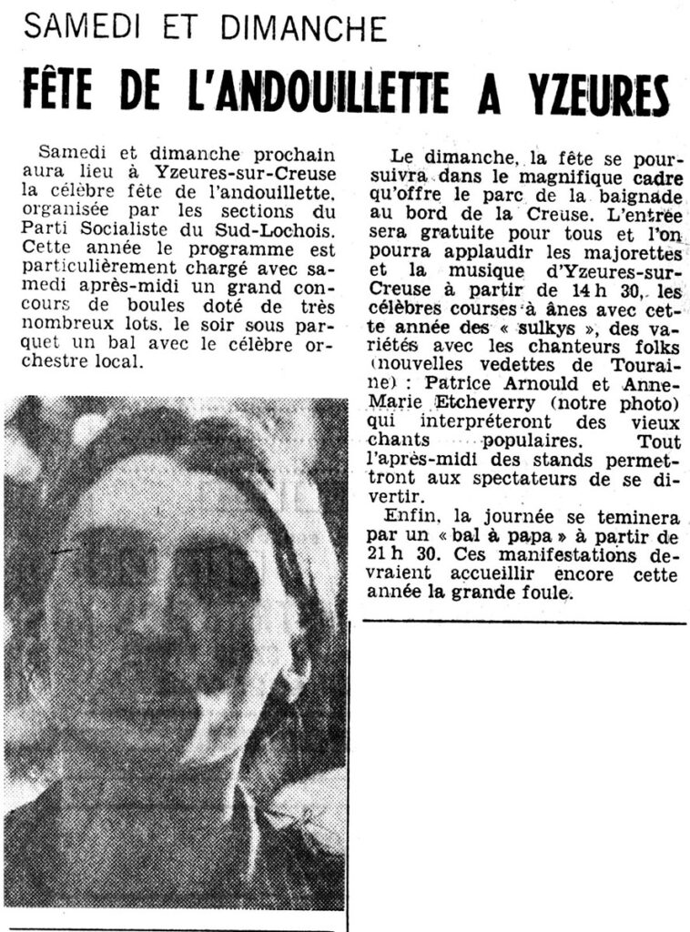 1979.08.18-NRCO.6ADPREb-758x1024 "Fête de l'andouillette" Patrice Arnoult et Anne-Marie Etcheverry (19/08/79)