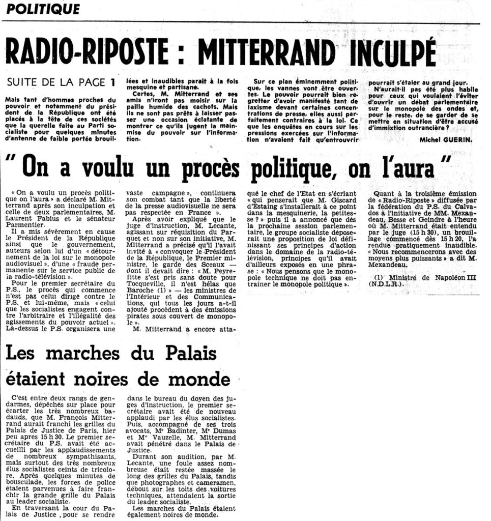 1979.08.25-NRCO.CADPREb-965x1024 Radio Riposte : Mitterand inculpé