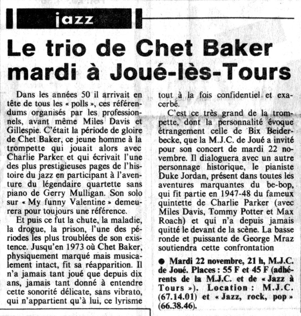 1983.11.19-NRCO.4ADPRE000337-974x1024 Chet Baker Trio (22/11/83) Annulé