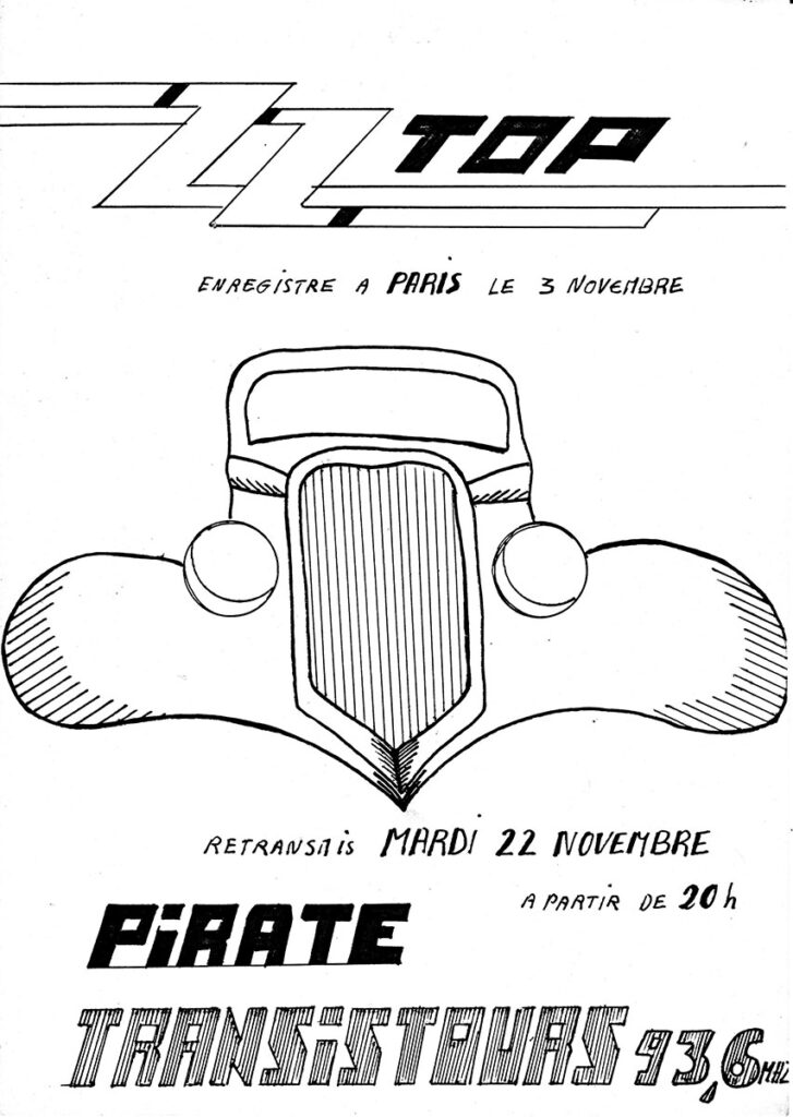 1983.11.22-Pirate-sur-Transistours-Affiche-A4-photocopiee-01-Radio-Beton-727x1024 "Pirate" ZZ Top (22/11/83)