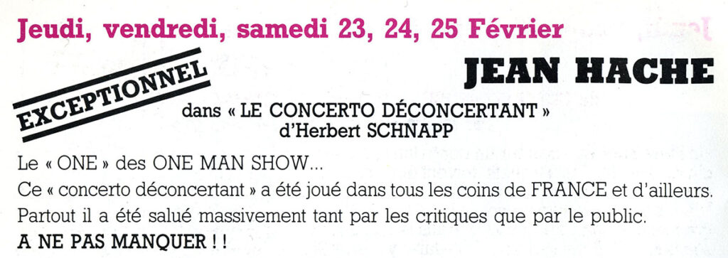 1984.01-Prog-Bateau-Ivre-51-Z-107-1024x363 Jean Hache "Le concerto déconcertant d’Herbert Schnapp" (23 au 25/02/84)