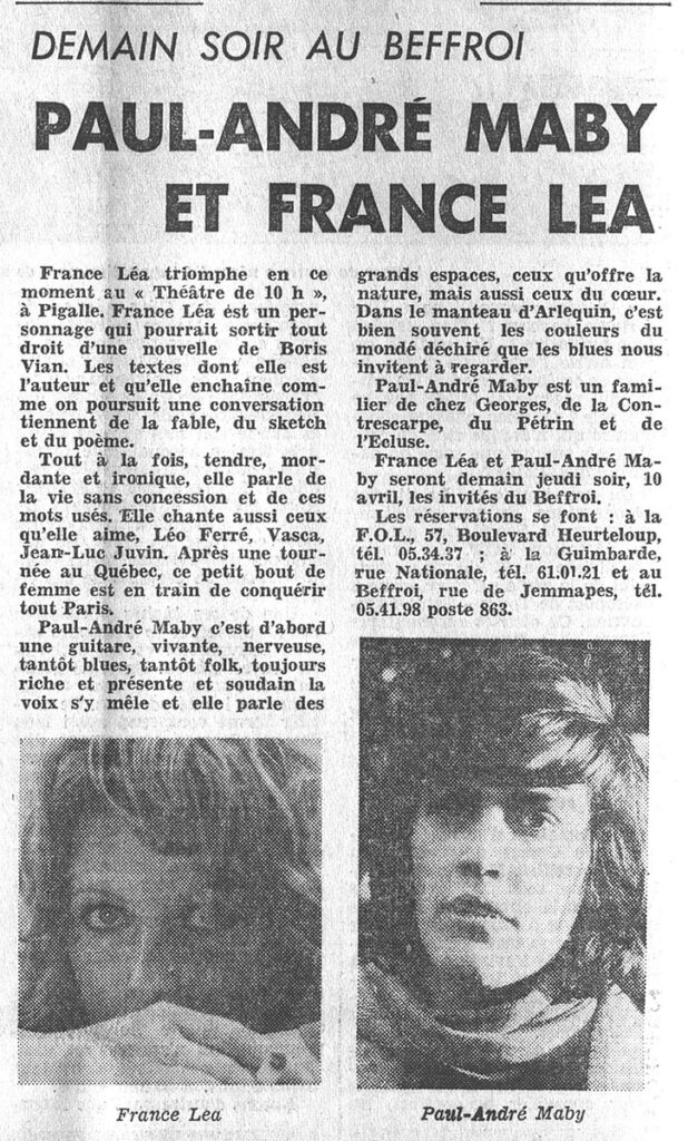 1975.04.09-NRCO.4ADPREc-618x1024 "Boite à chansons" Paul-André Maby, France Léa (10/04/75)