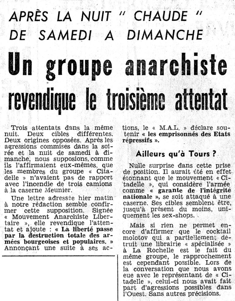 1976.01.20-NRCO.2ADPRE-800x1024 COCKTAILS MOLOTOV A TOURS CONTRE DEUX SEX-SHOPS ET A LA CASERNE MEUSNIER