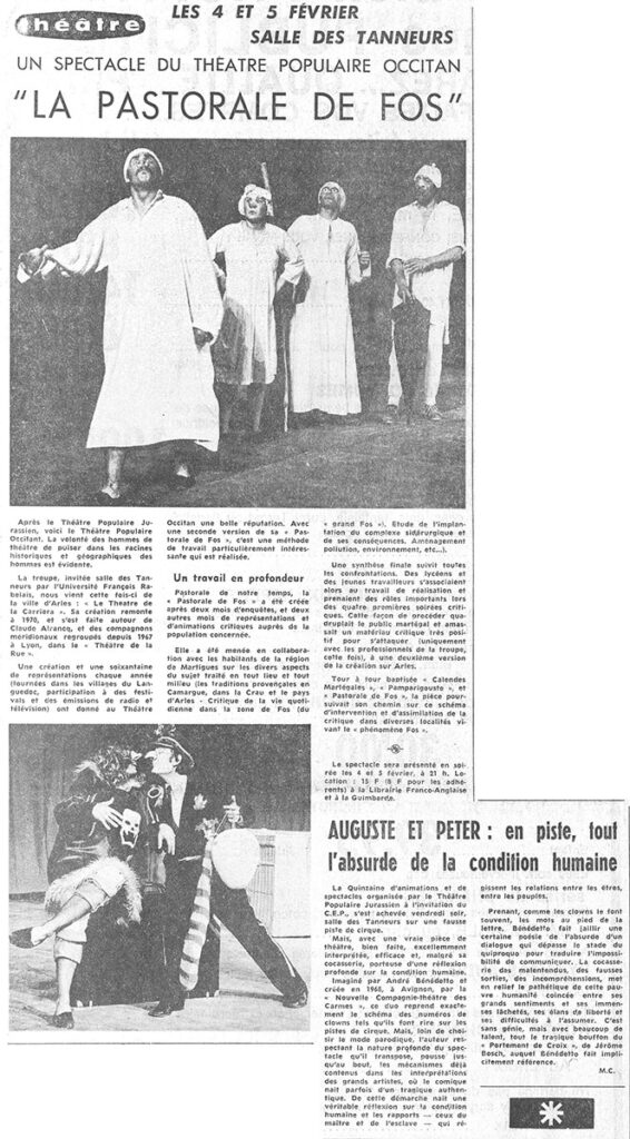 1976.02.02-NRCO.4ADPREa-566x1024 Coups de feu contre le Théâtre Populaire Occitant "La pastorale de Fos" (04 et 05/02/76)