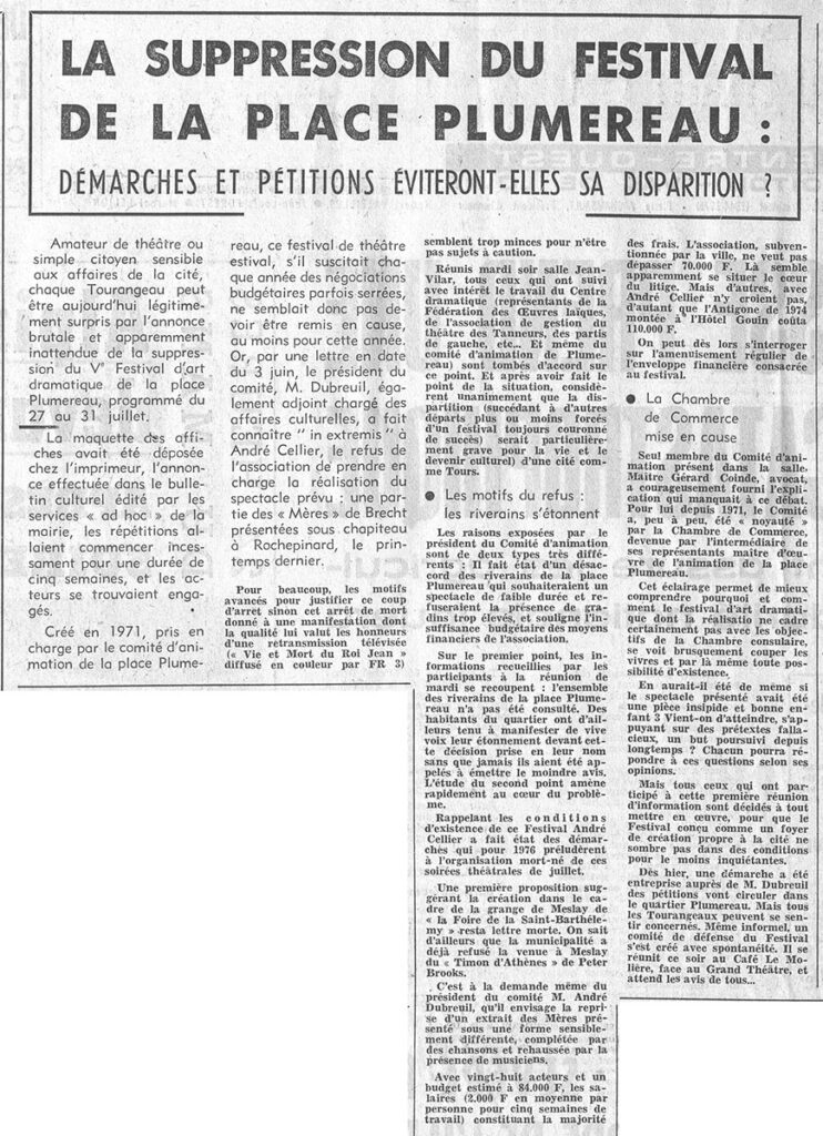1976.06.10-NRCO.2ADPRE-742x1024 Suppression du festival de la place Plumereau