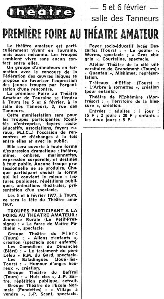 1977.01.21-NRCO.4ADa-561x1024 "Foire au Théâtre Amateur de Touraine" (05 et 06/02/77)