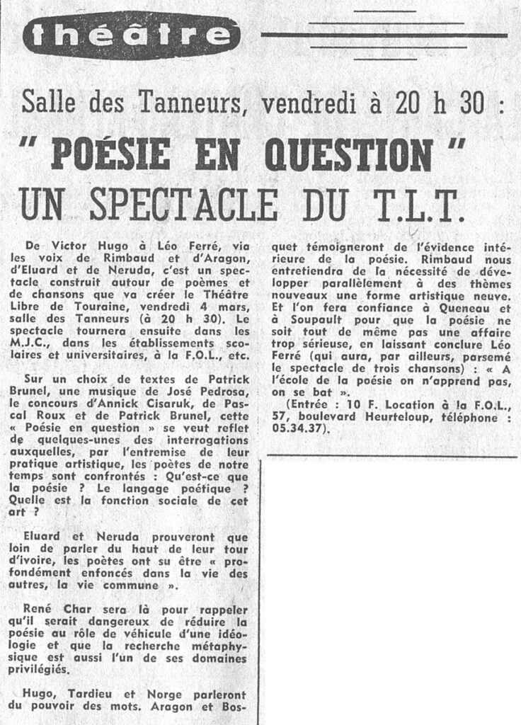 1977.03.02-NRCO.4ADa-736x1024 Théâtre Libre de Touraine "Poésie en question" (04/03/77)