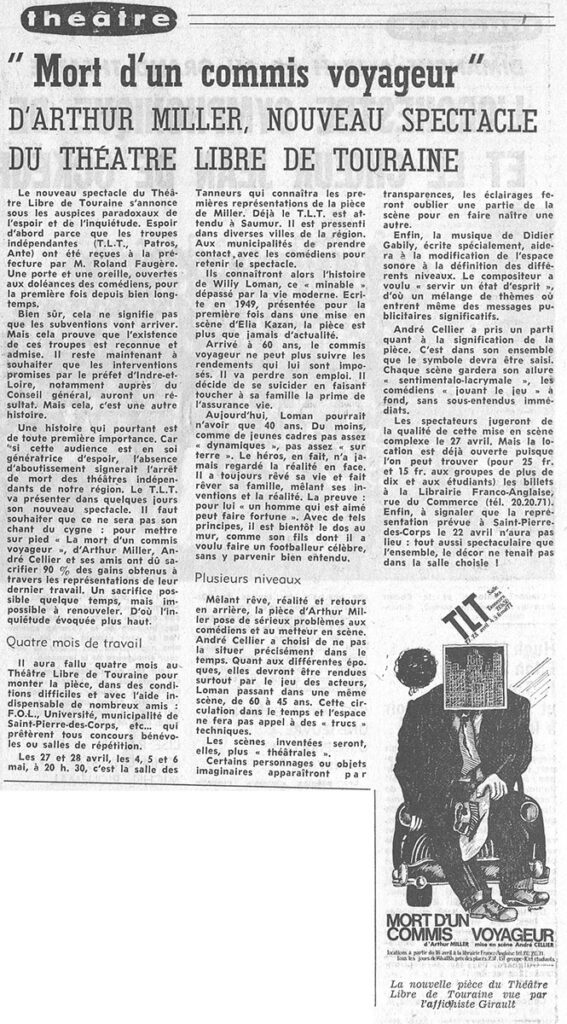1977.04.20-NRCO.3ADa-567x1024 Théâtre Libre de Touraine "Mort d’un commis voyageur" (27 et 28/04 puis 04 au 06/05/77)