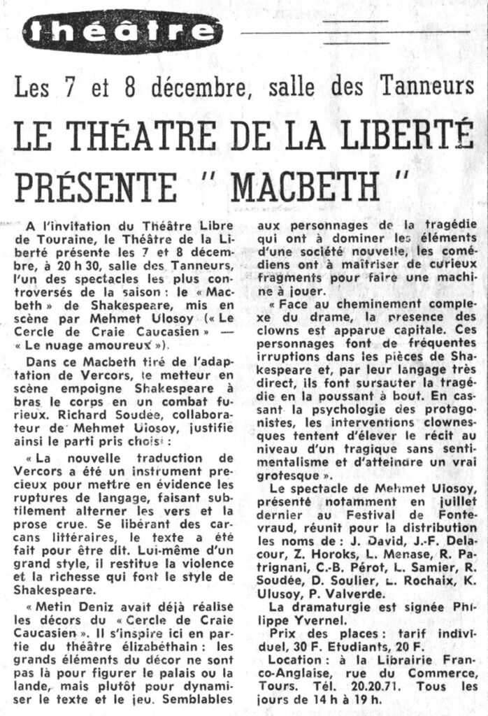 1977.12.06-NR.4ADa-698x1024 Théâtre de la Liberté "Macbeth" (07 et 08/12/77)