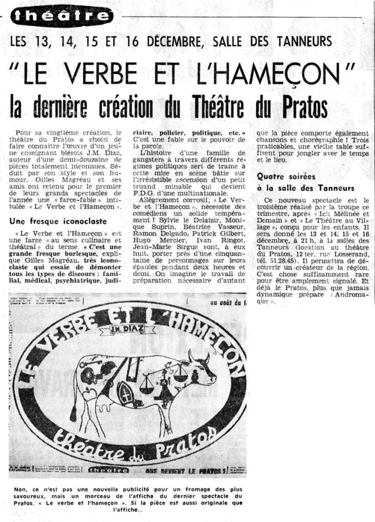 1977.12.10-NR.4ADa-736x1024 Théâtre du Pratos "Le Verbe et l’Hameçon" (13 au 16/12/77)
