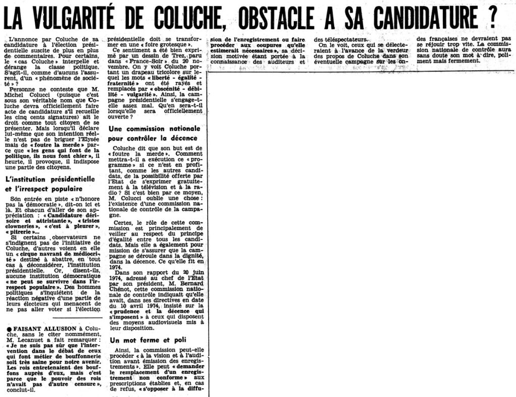1980.11.22-NR.EAD_-1024x789 La vulgarité de Coluche, obstacle à sa candidature ?