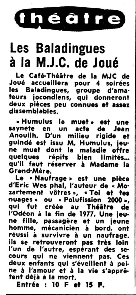 1980.12.13-NR.4ADc-474x1024 Théâtre des Baladingues "Humulus le muet" et "Le naufrage" (16 au 19/12/80)