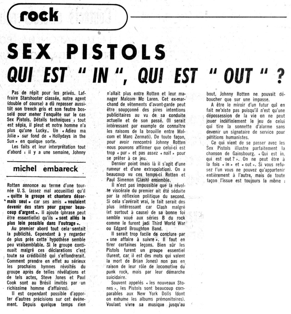 1978.01.27-NRCO.E-Sex-PistolsADPREa-952x1024 Sex Pistols : Qui est in, qui est out ?