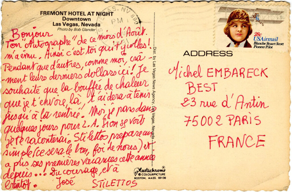 1981.07.30-Stilettos-EmbareckDO065v-1024x675 Carte postale des Stilettos à Michel Embareck (30/07/81)