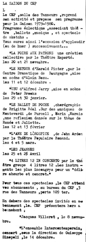 1979.10-Ptit-Rouge-de-Touraine-33-Alain-GaschetPRE002-367x1024 Centre Dramatique de Bourgogne "Le Retour d’Harold Pinter" (12 et 12/12/79)