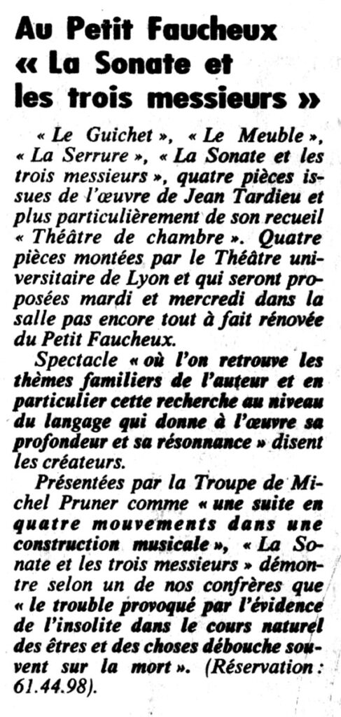 1982.03.15-NR.4ADb-487x1024 Théâtre universitaire de Lyon "La Sonate et les trois messieurs" (16 et 17/03/82)